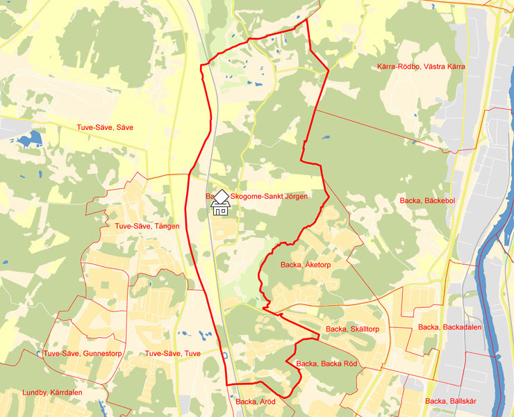 Karta över Backa, Skogome-Sankt Jörgen