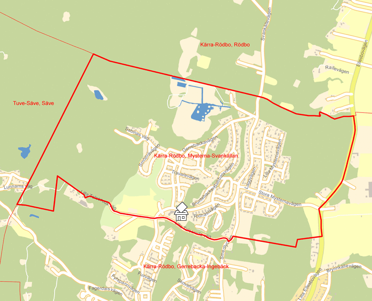 Karta över Kärra-Rödbo, Mysterna-Svankällan