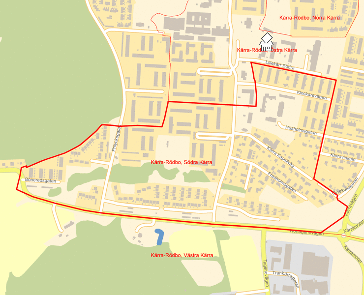 Karta över Kärra-Rödbo, Södra Kärra