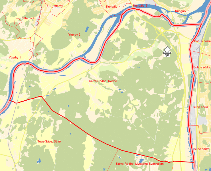Karta över Kärra-Rödbo, Rödbo
