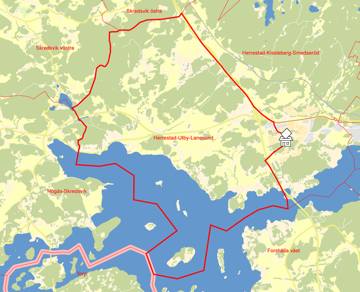Karta över Herrestad-Utby-Lanesund
