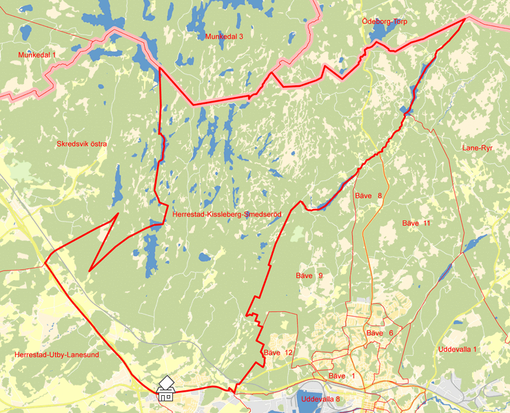 Karta över Herrestad-Kissleberg-Smedseröd