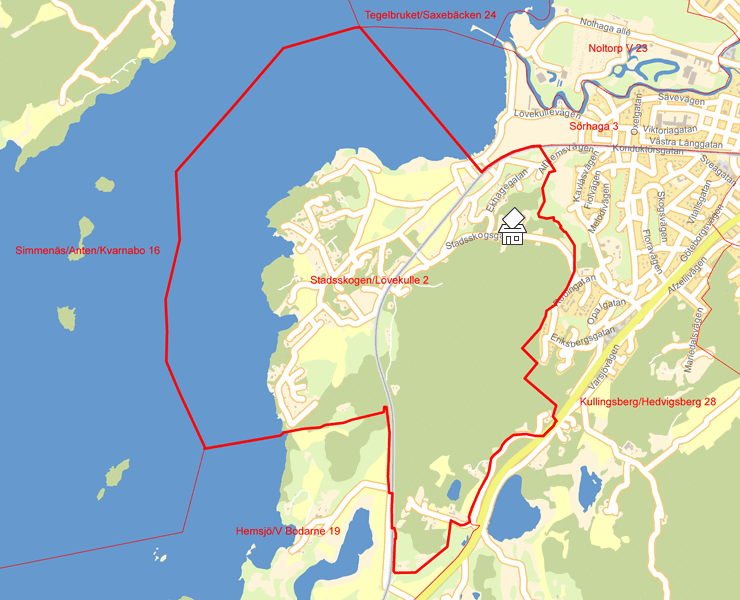 Karta över Stadsskogen/Lövekulle 2