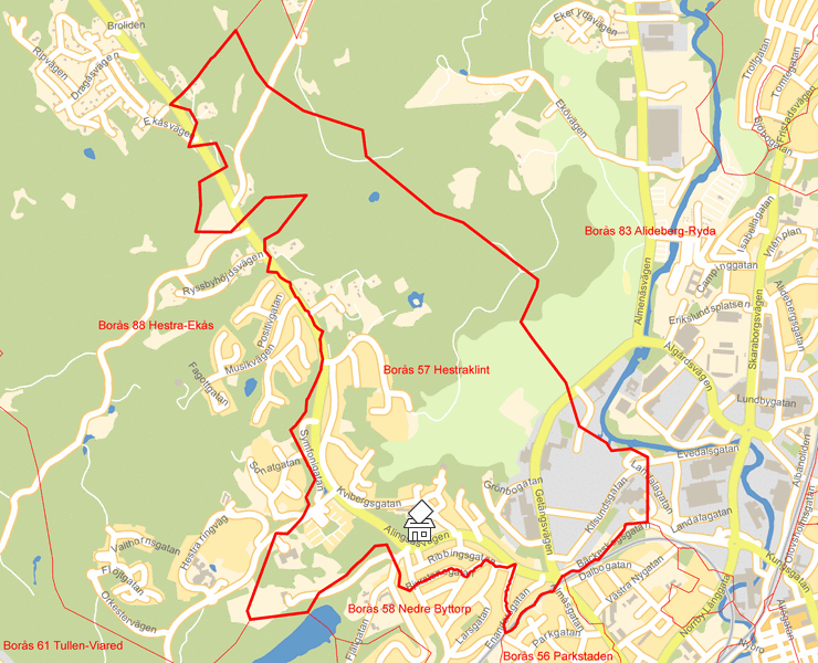Karta över Borås 57 Hestraklint