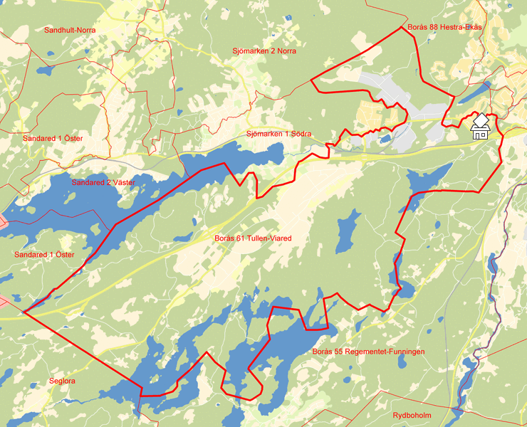 Karta över Borås 61 Tullen-Viared
