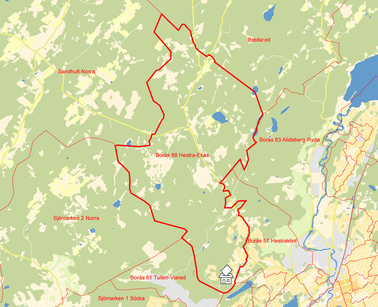 Karta över Borås 88 Hestra-Ekås