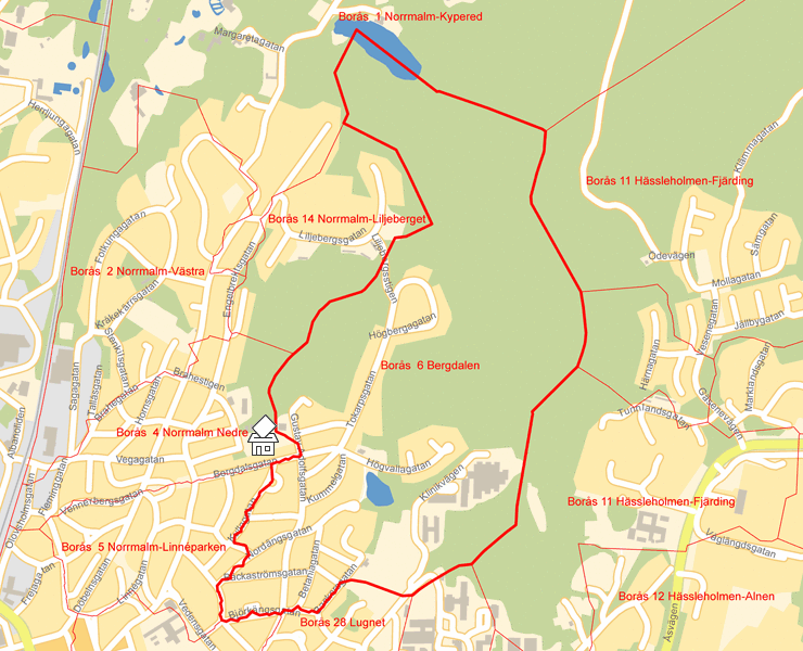 Karta över Borås  6 Bergdalen