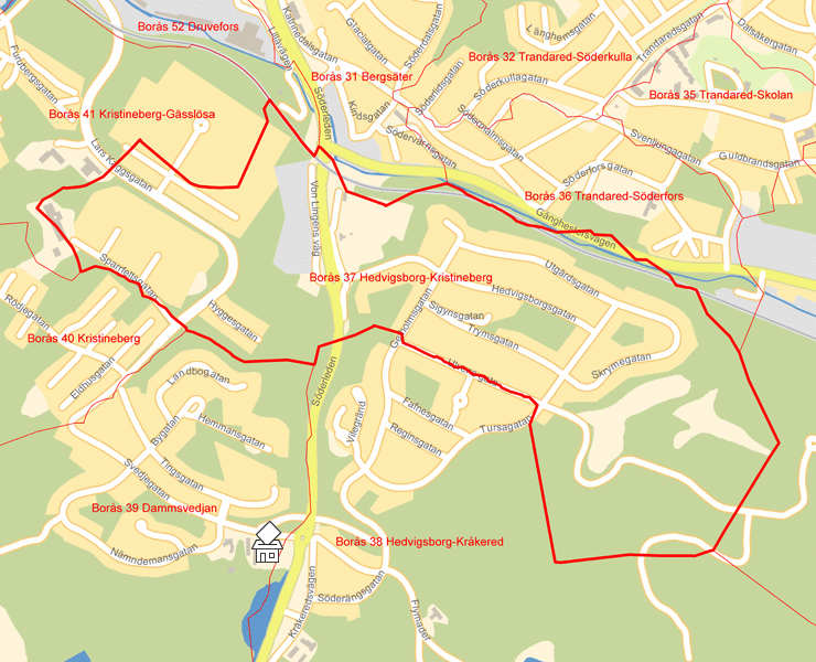 Karta över Borås 37 Hedvigsborg-Kristineberg
