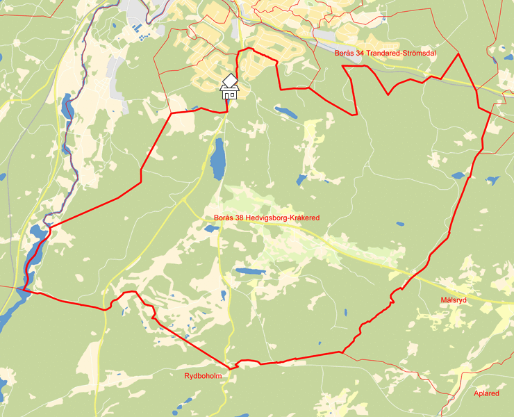 Karta över Borås 38 Hedvigsborg-Kråkered