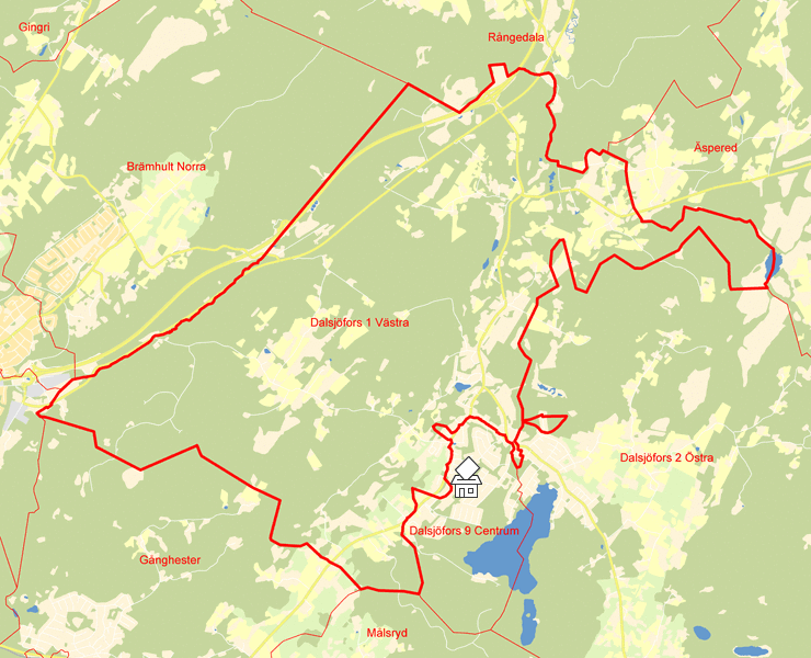 Karta över Dalsjöfors 1 Västra