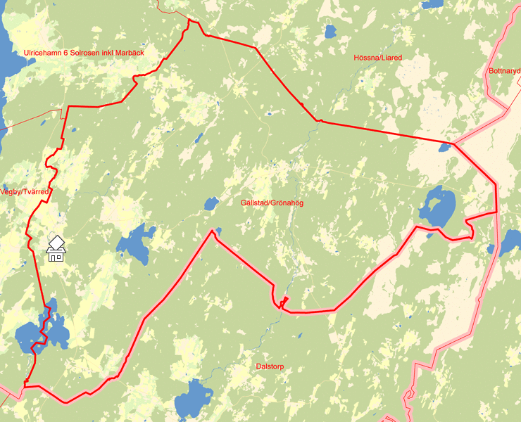 Karta över Gällstad/Grönahög