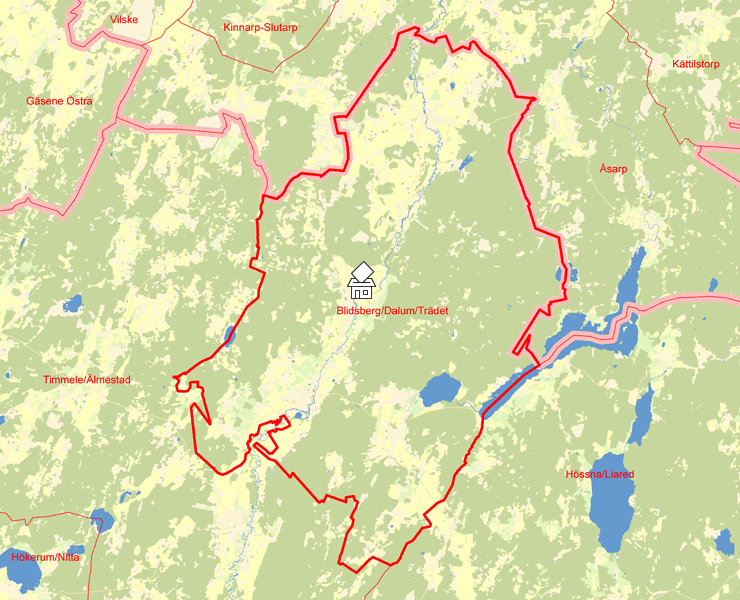 Karta över Blidsberg/Dalum/Trädet