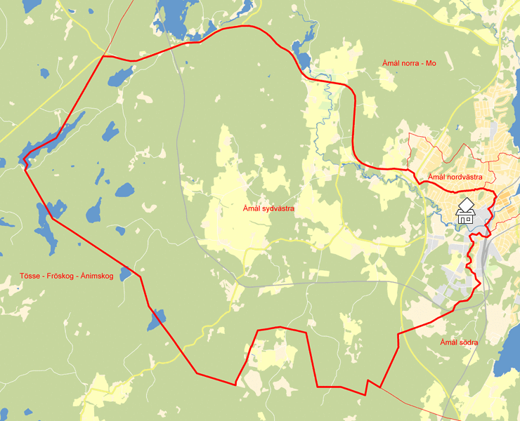 Karta över Åmål sydvästra