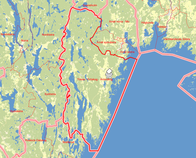 Karta över Tösse - Fröskog - Ånimskog