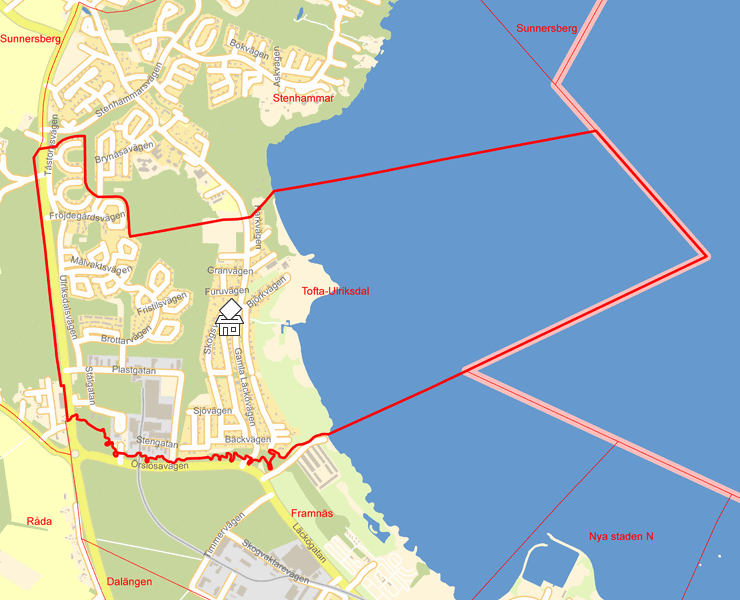 Karta över Tofta-Ulriksdal