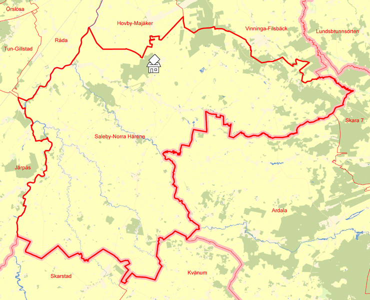 Karta över Saleby-Norra Härene