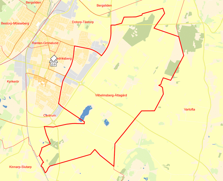 Karta över Vilhelmsberg-Åttagård