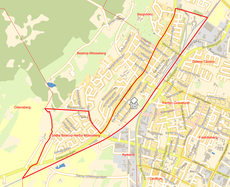 Karta över Södra Bestorp-Nedre Mösseberg