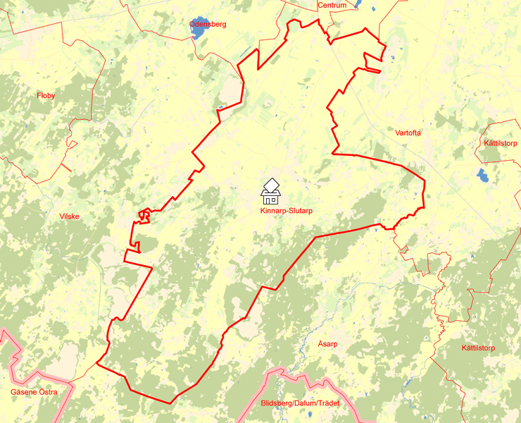Karta över Kinnarp-Slutarp