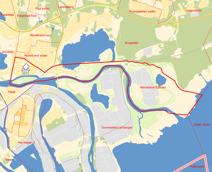 Karta över Norrstrand-Sjöstad