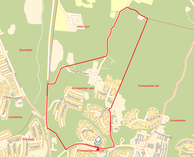 Karta över Kronoparken väst