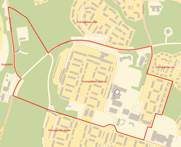 Karta över Kronoparken centrum