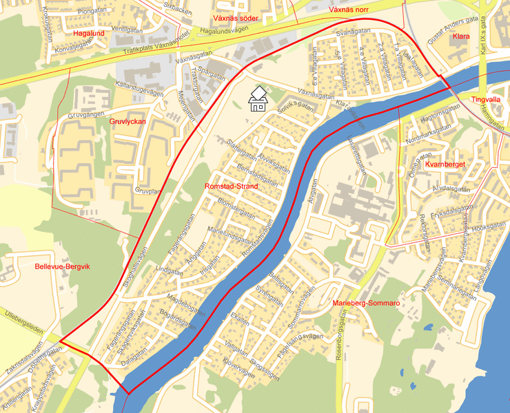 Karta över Romstad-Strand