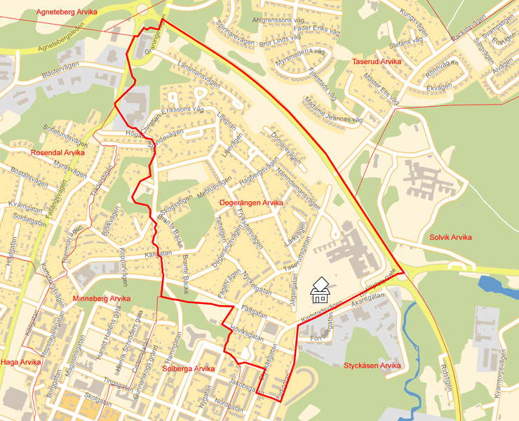 Karta över Degerängen Arvika
