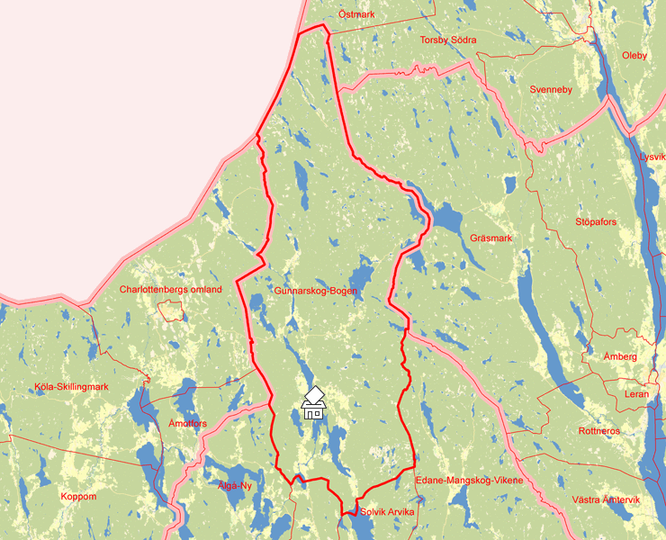 Karta över Gunnarskog-Bogen