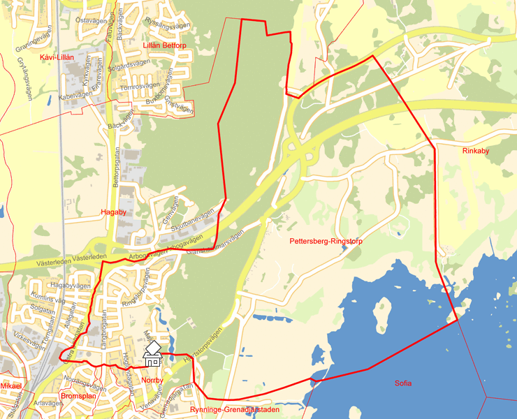 Karta över Pettersberg-Ringstorp