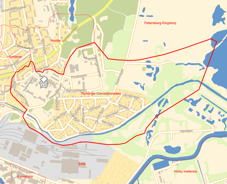 Karta över Rynninge-Grenadjärstaden