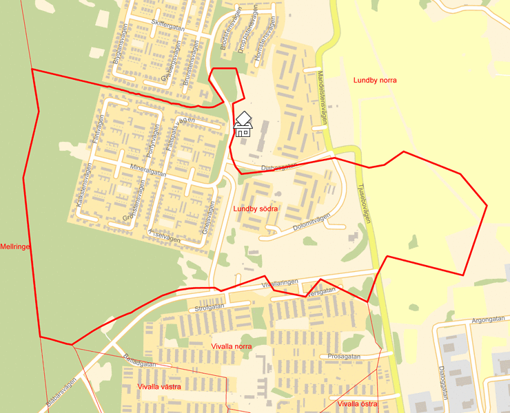 Karta över Lundby södra