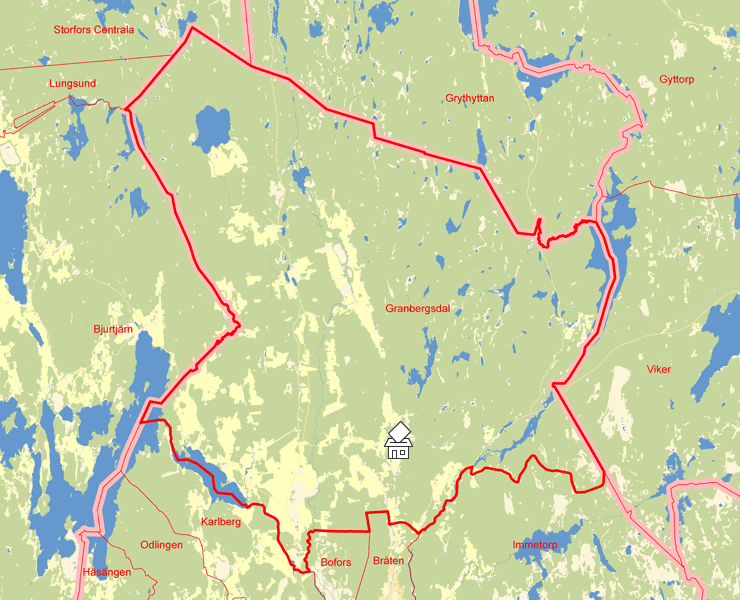 Karta över Granbergsdal