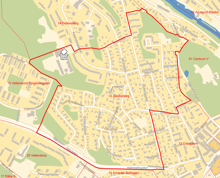 Karta över 13 Jakobsberg