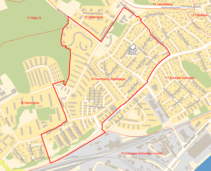 Karta över 19 Hammarby-Stadshage
