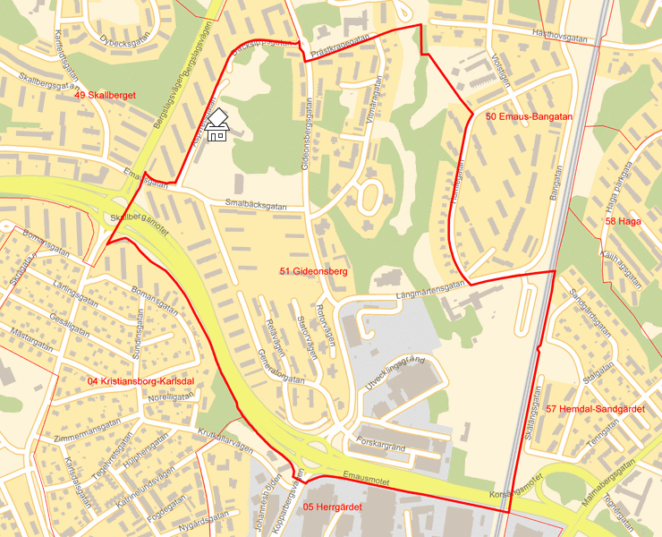 Karta över 51 Gideonsberg