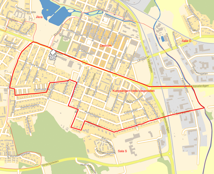 Karta över Kungsängen-Valla-Vasastaden