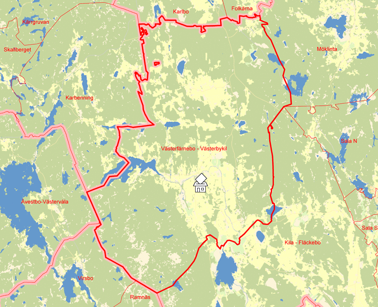 Karta över Västerfärnebo - Västerbykil