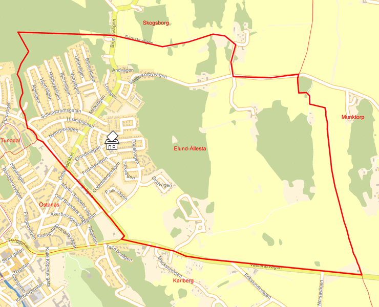 Karta över Elund-Ållesta