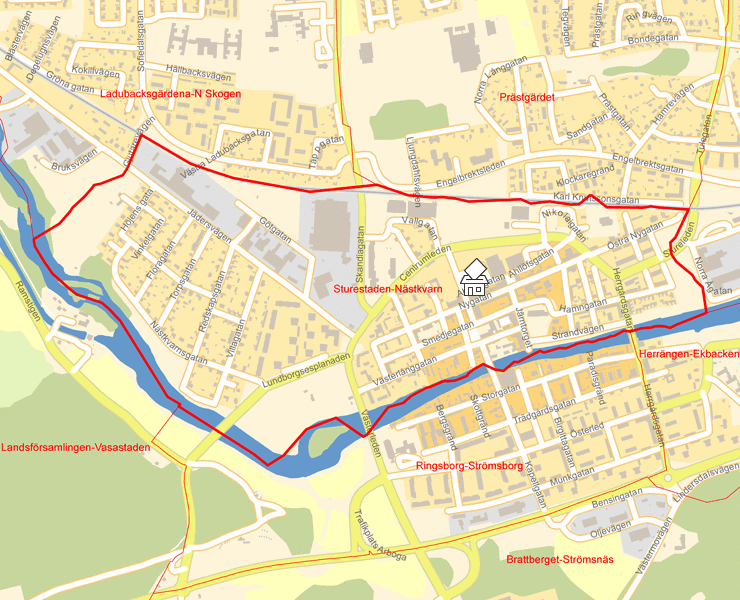 Karta över Sturestaden-Nästkvarn