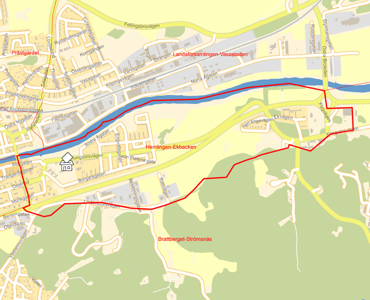 Karta över Herrängen-Ekbacken