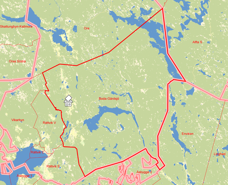 Karta över Boda-Gärdsjö