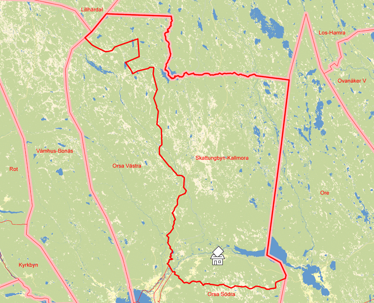Karta över Skattungbyn-Kallmora