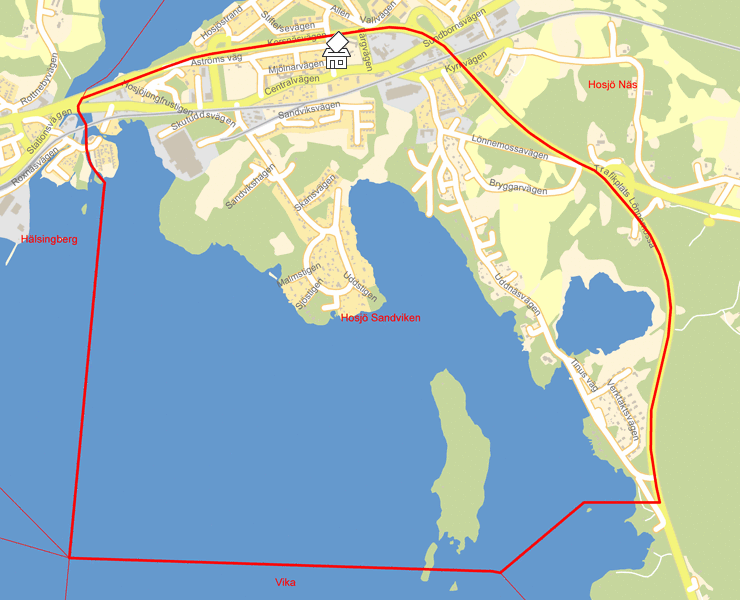 Karta över Hosjö Sandviken