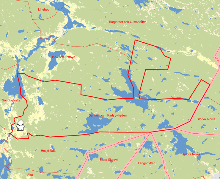 Karta över Danholn och Karlsbyheden
