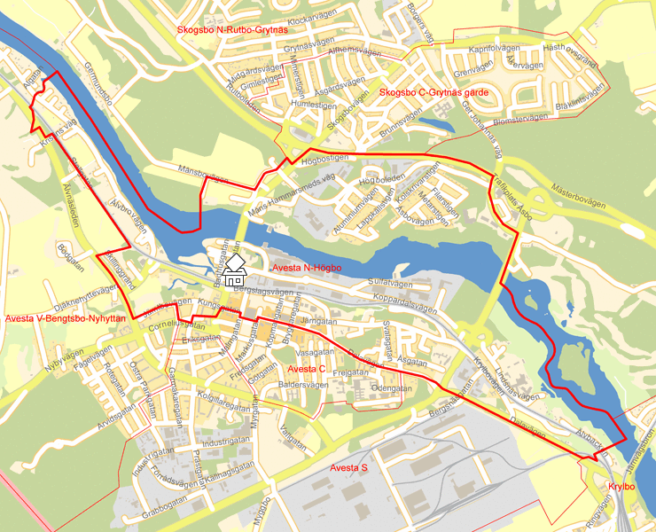 Karta över Avesta N-Högbo