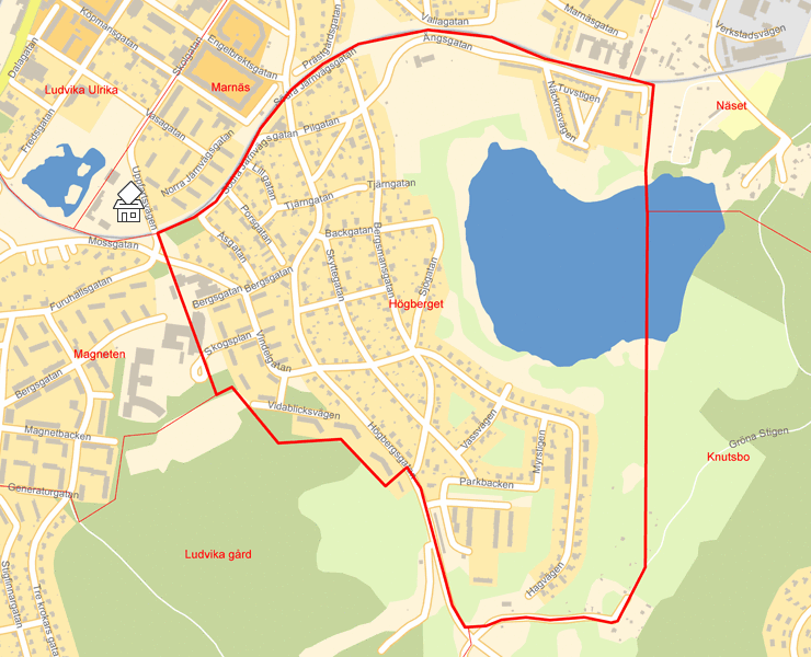 Karta över Högberget