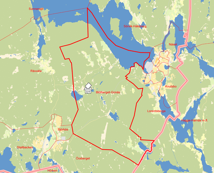 Karta över Blötberget-Gonäs