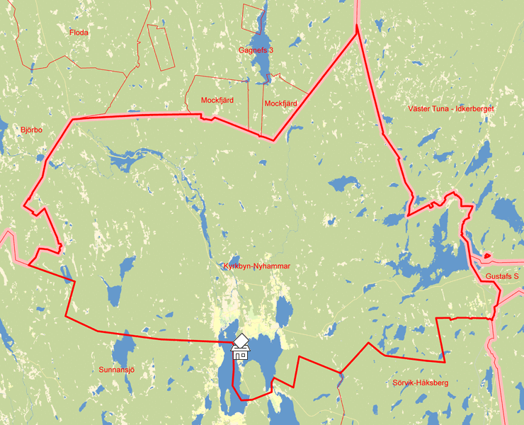 Karta över Kyrkbyn-Nyhammar