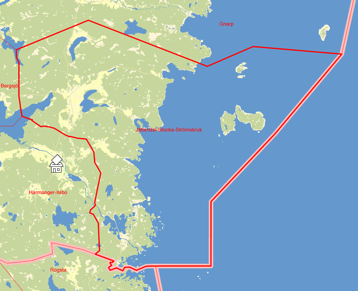 Karta över Jättendal-Stocka-Strömsbruk